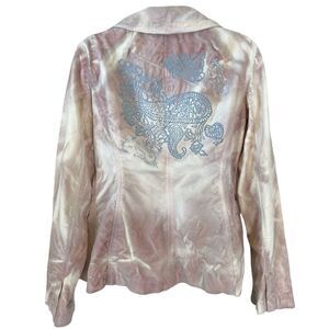 Vintage bebe Velvet Blush Tie Dye Paisley Single Button Blazer